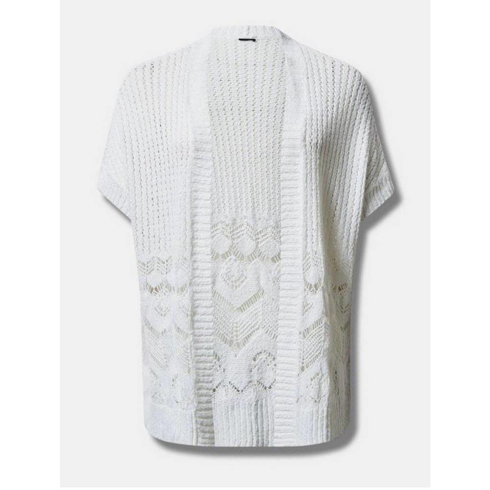 Torrid Women's White Open Front Stitch Cardigan Poncho Sweater NWT 1/2 - Picture 4 of 5